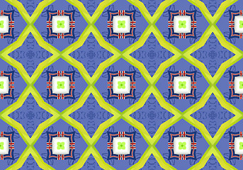 Image showing Ethnic pattern. Abstract kaleidoscope  fabric design.