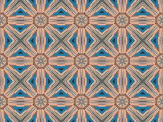 Image showing Ethnic pattern. Abstract kaleidoscope  fabric design.