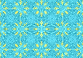 Image showing Ethnic pattern. Abstract kaleidoscope  fabric design.