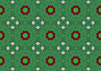 Image showing Ethnic pattern. Abstract kaleidoscope  fabric design.