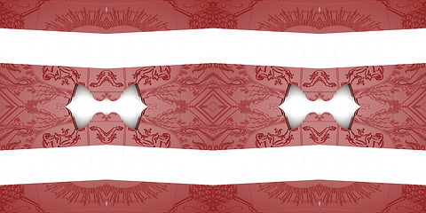 Image showing Ethnic pattern. Abstract kaleidoscope  fabric design.