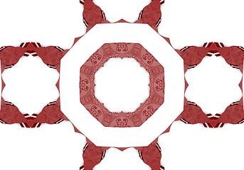 Image showing Ethnic pattern. Abstract kaleidoscope  fabric design.