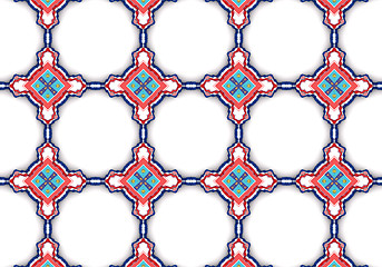 Image showing Ethnic pattern. Abstract kaleidoscope  fabric design.