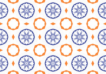 Image showing Ethnic pattern. Abstract kaleidoscope  fabric design.