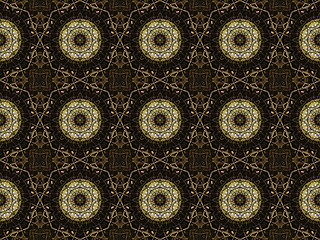 Image showing Ethnic pattern. Abstract kaleidoscope  fabric design.