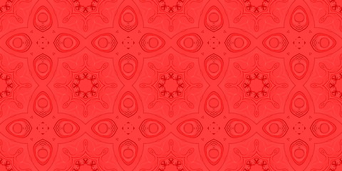 Image showing Ethnic pattern. Abstract kaleidoscope  fabric design.