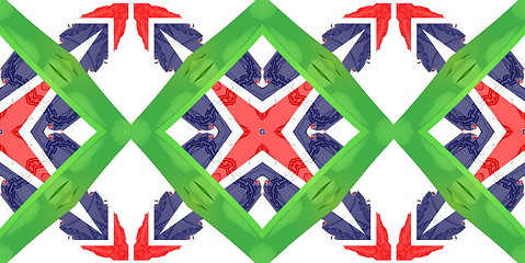 Image showing Ethnic pattern. Abstract kaleidoscope  fabric design.