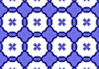 Image showing Ethnic pattern. Abstract kaleidoscope  fabric design.