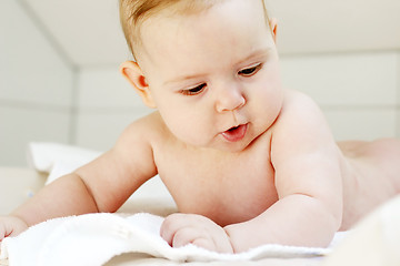 Image showing Small baby after the bath