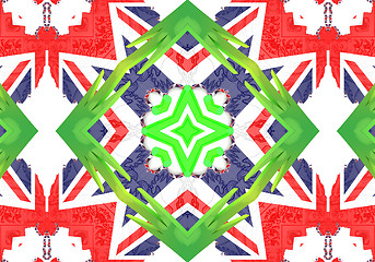 Image showing Ethnic pattern. Abstract kaleidoscope  fabric design.