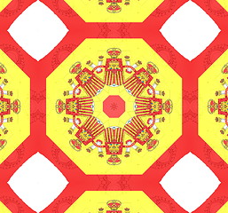 Image showing Ethnic pattern. Abstract kaleidoscope  fabric design.