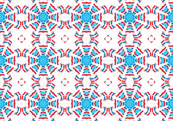 Image showing Ethnic pattern. Abstract kaleidoscope  fabric design.