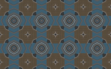 Image showing Ethnic pattern. Abstract kaleidoscope  fabric design.