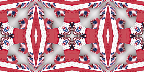 Image showing Ethnic pattern. Abstract kaleidoscope  fabric design.