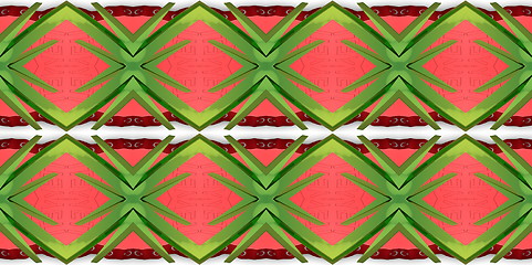 Image showing Ethnic pattern. Abstract kaleidoscope  fabric design.