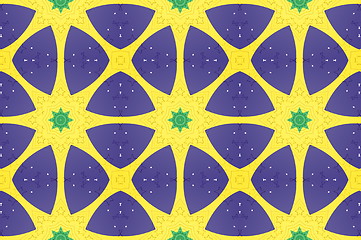 Image showing Ethnic pattern. Abstract kaleidoscope  fabric design.