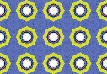 Image showing Ethnic pattern. Abstract kaleidoscope  fabric design.