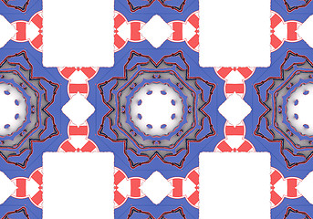 Image showing Ethnic pattern. Abstract kaleidoscope  fabric design.