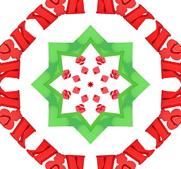 Image showing Ethnic pattern. Abstract kaleidoscope  fabric design.