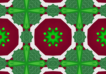 Image showing Ethnic pattern. Abstract kaleidoscope  fabric design.