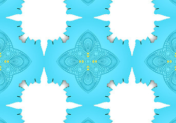 Image showing Ethnic pattern. Abstract kaleidoscope  fabric design.