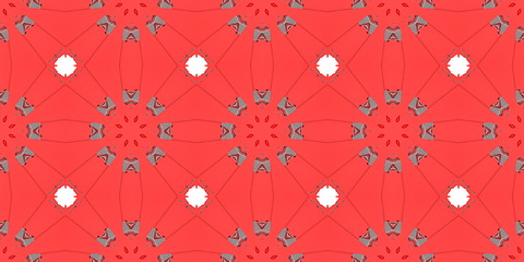 Image showing Ethnic pattern. Abstract kaleidoscope  fabric design.