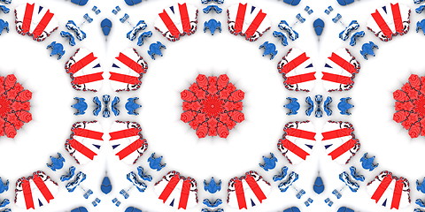 Image showing Ethnic pattern. Abstract kaleidoscope  fabric design.