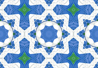 Image showing Ethnic pattern. Abstract kaleidoscope  fabric design.