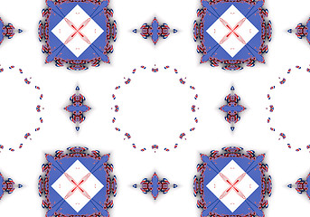 Image showing Ethnic pattern. Abstract kaleidoscope  fabric design.