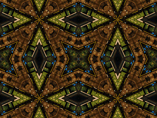 Image showing Ethnic pattern. Abstract kaleidoscope  fabric design.