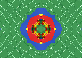 Image showing Ethnic pattern. Abstract kaleidoscope  fabric design.