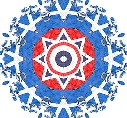 Image showing Ethnic pattern. Abstract kaleidoscope  fabric design.