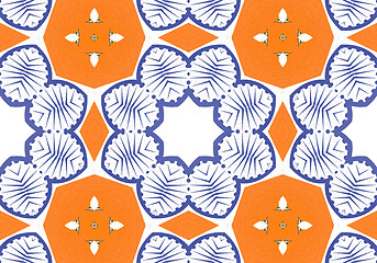 Image showing Ethnic pattern. Abstract kaleidoscope  fabric design.