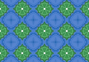 Image showing Ethnic pattern. Abstract kaleidoscope  fabric design.