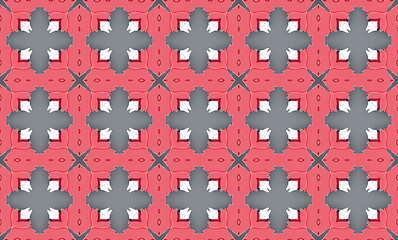 Image showing Ethnic pattern. Abstract kaleidoscope  fabric design.