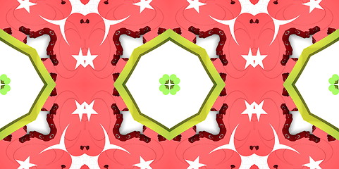 Image showing Ethnic pattern. Abstract kaleidoscope  fabric design.