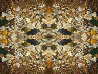 Image showing Ethnic pattern. Abstract kaleidoscope  fabric design.