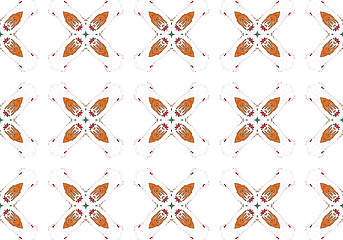 Image showing Ethnic pattern. Abstract kaleidoscope  fabric design.