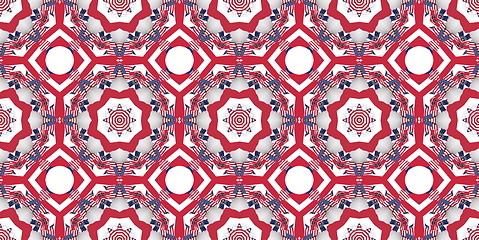 Image showing Ethnic pattern. Abstract kaleidoscope  fabric design.