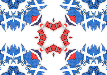 Image showing Ethnic pattern. Abstract kaleidoscope  fabric design.