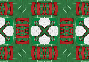 Image showing Ethnic pattern. Abstract kaleidoscope  fabric design.