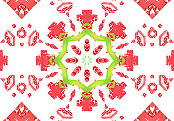 Image showing Ethnic pattern. Abstract kaleidoscope  fabric design.