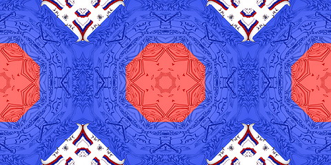 Image showing Ethnic pattern. Abstract kaleidoscope  fabric design.