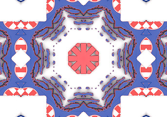 Image showing Ethnic pattern. Abstract kaleidoscope  fabric design.