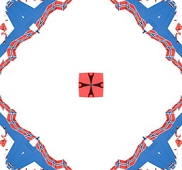 Image showing Ethnic pattern. Abstract kaleidoscope  fabric design.