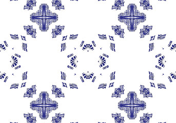 Image showing Ethnic pattern. Abstract kaleidoscope  fabric design.