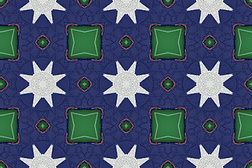 Image showing Ethnic pattern. Abstract kaleidoscope  fabric design.