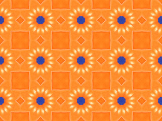 Image showing Ethnic pattern. Abstract kaleidoscope  fabric design.