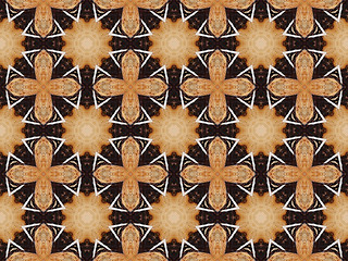 Image showing Ethnic pattern. Abstract kaleidoscope  fabric design.