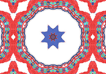 Image showing Ethnic pattern. Abstract kaleidoscope  fabric design.